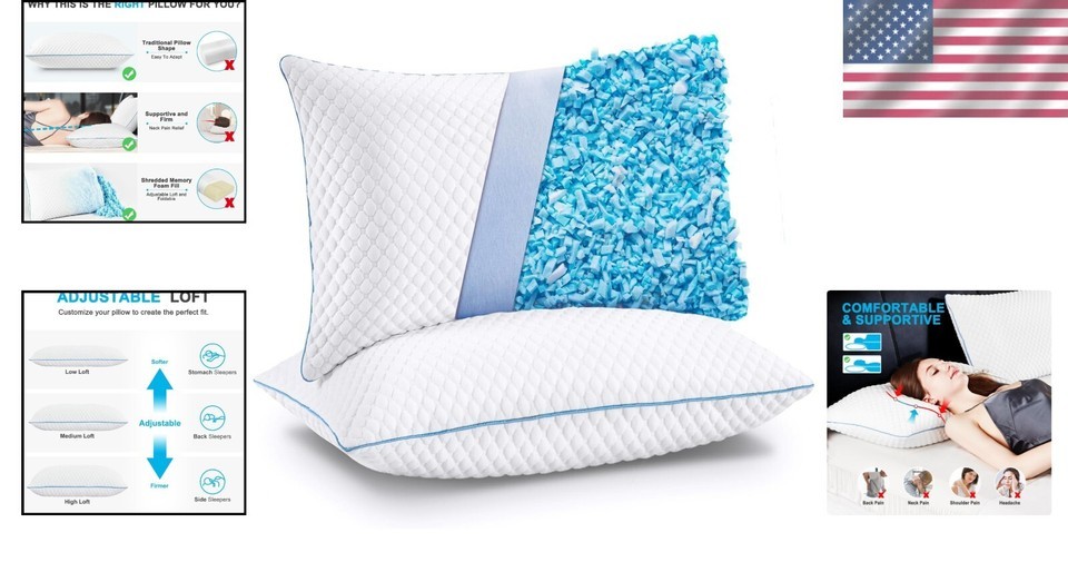 Hypoallergenic Cooling Pillow Set - Ultimate Comfort for Side and Back Sleepers Item image 2