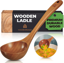 Wooden Ladle for Cooking, Soup Spoon Ladle – Teak Wooden Serving Spoon, ... - $28.73