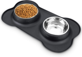 Dog Food Bowls Stainless Steel &amp; Water Dish with No-Spill and Non-Skid - $21.99