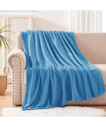 Large Flannel Fleece Velvet Plush Throw Blanket - 50&quot; X 70&quot; (Washed Blue) - €33,41 EUR