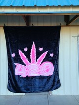 Marijuana Leaf Pink 420 Cannabis Weed Pot Queen Size Blanket - £47.47 GBP