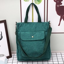 Corduroy Shoulder Bag Reusable Tote Casual Shopping Bags for Women 2022 Female H - £29.64 GBP