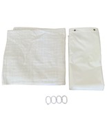 White Squares Woven Fabric Shower Curtain &amp; Liner 12 Plastic Hooks NEW n... - $21.26