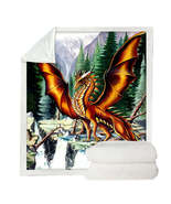Nature Mountain Waterfall Forest Solaris Dragon Throw Blanket - $55.90+