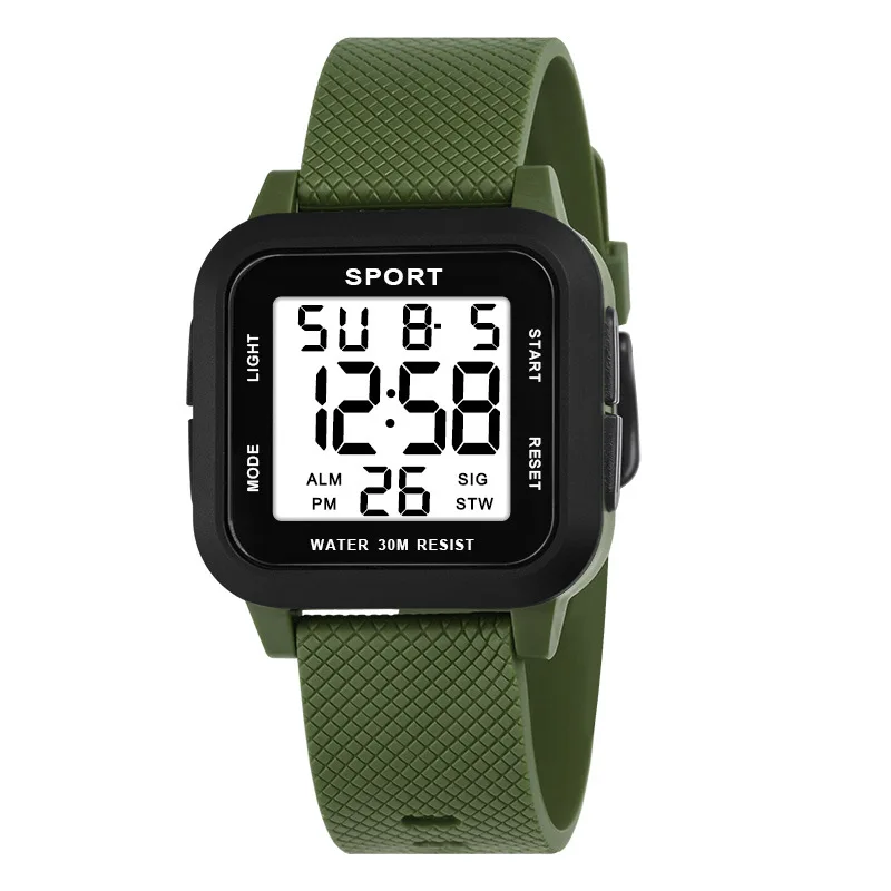 Atch retro square men s digital watch multifunction military alarm clock led wristwatch thumb200