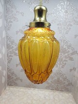 Vintage Amber Blown Glass Globe Italian Ceiling Fixture Pendant Lamp 20&quot; - $7,384.32 MXN