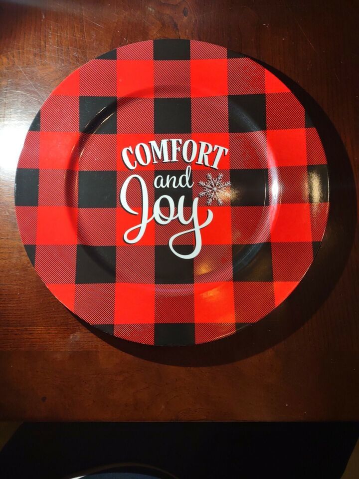 Comfort And Joy Charger Plate Buffalo Plaid - $9.16