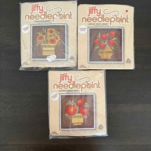 Jiffy Needlepoint 3 Kits Flower Baskets Sunflower Orange Thistle Chrysanthemum - £31.41 GBP