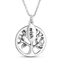 Vintage Tree of Life and Wish Tag Sterling Silver Pendant Inspirational Necklace - £14.94 GBP