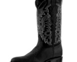 Mens Black Cowboy Boots Leather Teju Lizard Pattern Western Round Toe Bota - £87.12 GBP