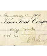 1914 Kineo Trust Company Bank Check E.A. Sampson Dover Maine Signed 6214... - $28.01 CAD