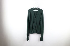 Vtg 70s Streetwear Mens Medium Faded Kurt Cobain Knit Cardigan Sweater Green USA - £79.08 GBP