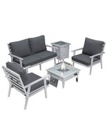 LeisureMod Walbrooke Modern Aluminum 5-Piece Patio Conversation Set with... - €1.417,29 EUR