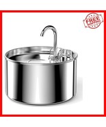 Durable Silver Pet Water Dispenser – Automatic Stainless Steel Fountain ... - $33.65