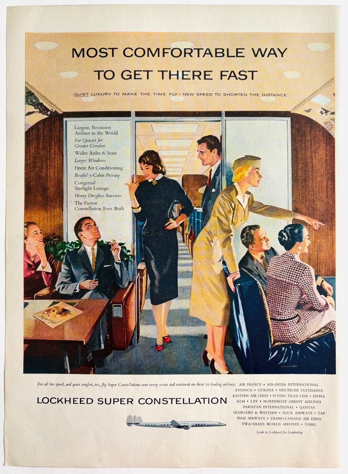 1955 Lockheed Super Constellation Airplane Advertisement Vintage Aviation DWYY5 Item image 2