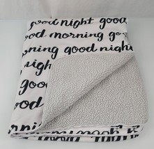 Cloud Island Baby Blanket White Black Gray Sherpa Good Night Morning - £25.80 GBP