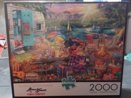 Aimee Stewart Family Campsite Lakeside Buffale 2000pc Jigsaw Puzzle - $23.04