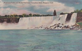 American Falls Bridal Veil Canadian Side Niagara Falls New York NY Postcard C48 - £2.33 GBP