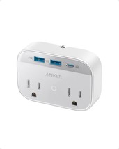 Anker Portable Outlet Extender 2xAC outlet 30W USB C Port Dual USB Foldable Plug - £41.66 GBP