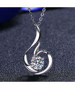 GRA Certified Swan Round Cut 0.8ct Moissanite S925 Pendant Necklace - £63.24 GBP