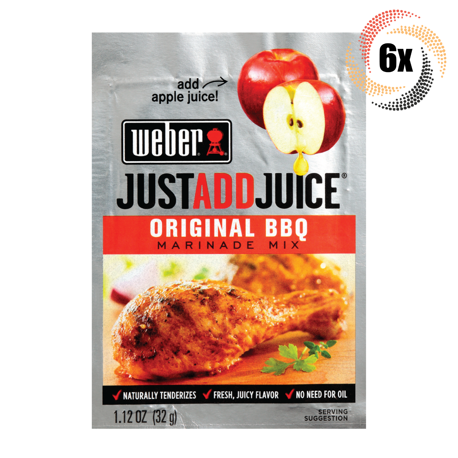 6x Packets Weber Just Add Juice Original BBQ Marinade Mix 1.12oz | Fast Shipping - $16.04