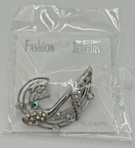Silver Tone AB Crystal Music Note Pin Brooch Fashion Jewlery SKU PB89 - $9.99
