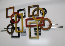 Wood Wall Art, 2pc Geometric Abstract Wood and Metal Wall Sculpture 40x24 - £239.24 GBP