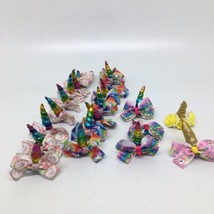  Lot of 20 Assorted Kids Unicorn Horn Hair Bow Clips- Great Unicorn Theme Party  - £11.19 GBP