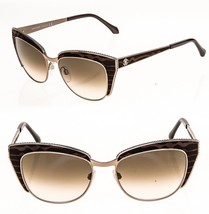 Roberto Cavalli Sualocin Cat Eye 973S Gold Brown Animal Print Metal Sunglasses - £219.16 GBP