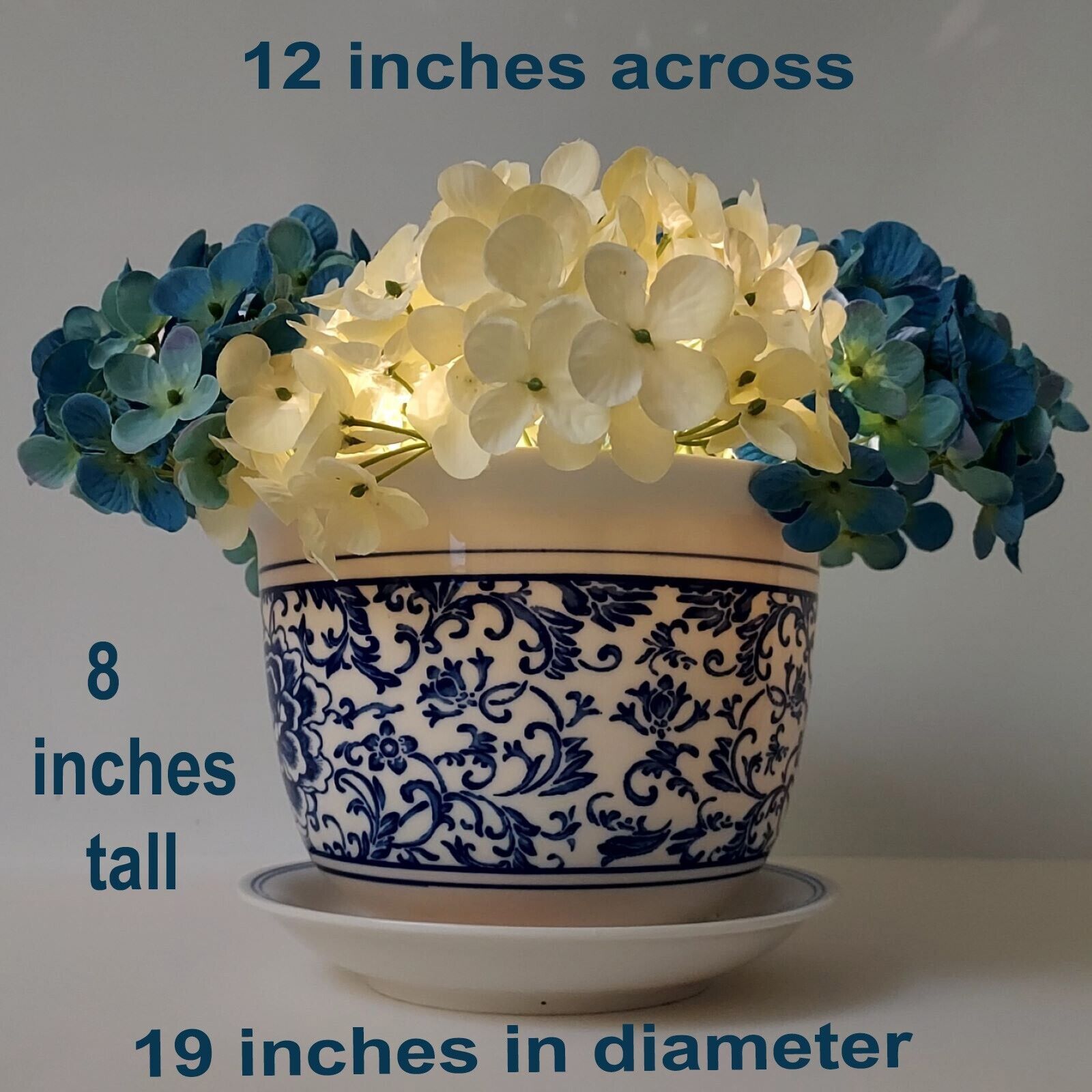QVC Dennis Besso Illuminated Faux Hydrangea Ceramic Blue and White Vase  Timer - $31.00