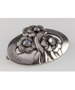 Rare! Georg Jensen Sterling Silver Flower Moonstone Brooch Model 28 - $36,363.34 MXN