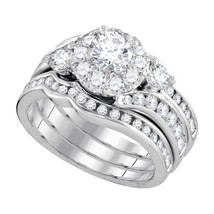 14kt White Gold Round Diamond Bridal Wedding Engagement Ring Band 3-Piec... - $4,299.00