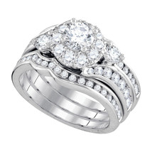 14kt White Gold Round Diamond Bridal Wedding Engagement Ring Band 3-Piec... - £3,380.95 GBP