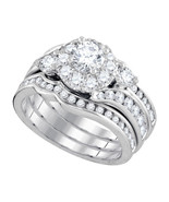 14kt White Gold Round Diamond Bridal Wedding Engagement Ring Band 3-Piec... - $80,629.27 MXN