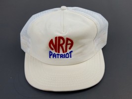 Vintage NRA Patriot Mens Snapback Hat White Meshback Trucker USA Made Good Cond - £9.29 GBP