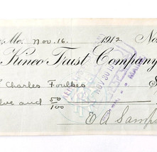 1912 Kineo Trust Company Bank Check E.A. Sampson Dover Maine Signed 1003... - $19.99