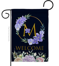 Welcome M Initial Garden Flag Floral 13 X18.5 Double-Sided House Banner - £15.79 GBP