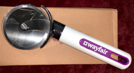 Wheel Pizza Cutter Slicer White Purple Handle Sturdy Stainless Steel - $9.78