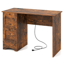 Wooden Computer Desk Workstation with 3 Drawers for Home and Office-Rustic Brown - $159.99