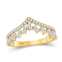 14kt Yellow Gold Womens Baguette Diamond Chevron Band Ring 3/8 Cttw - £394.13 GBP