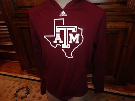 Maroon Texas A&amp;M Aggies Adidas NCAA Polyester HOODED T-shirt Adult M Very Nice - £17.12 GBP