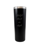 Faithful Friends are Angels Elegant Script Font Black 20oz Skinny Tumble... - $373.45 MXN