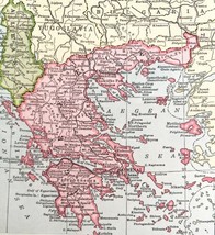 Map Greece Albania Bulgaria Europe 1938 Print Antique Ephemera Atlas DWU8 - $34.99