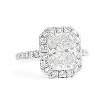 GIA Cushion Lab-Created Diamond Halo Engagement Ring 14K White Gold, 2.8... - £3,593.10 GBP