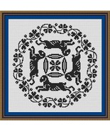 Easter Rabbits Dance 3 Leaf Clover Wreath Monochrome Cross Stitch Patter... - $74.62 MXN