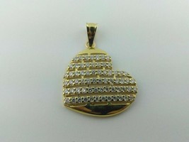 14K Yellow Gold Plated 2.20Ct Round Simulated Diamond Heart Pendant women Gift - £83.86 GBP