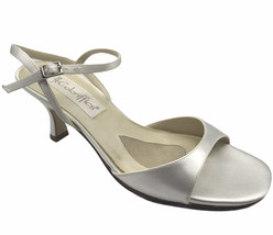 Coloriffics Charm Women&#39;s White Satin Dyeable Sandals Size 7.5 Ankle Strap - £37.98 GBP