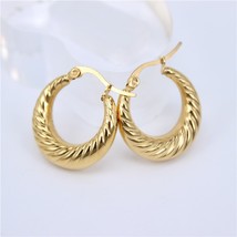 New design Gold Color classic Stainless Steel  Women Hoop Earrings Girls Fashion - £10.63 GBP