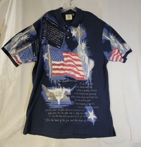 VTG Divots Golf Short Sleeve Polo Shirt Blue Patriotic American USA Flag... - $17.72