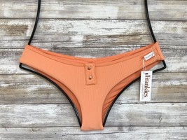 Frankie&#39;s Bikinis Sunrise Orange Ribbed &#39;alana&#39; Cheeky Bikini Bottom (S) Nwt $80 - £50.34 GBP